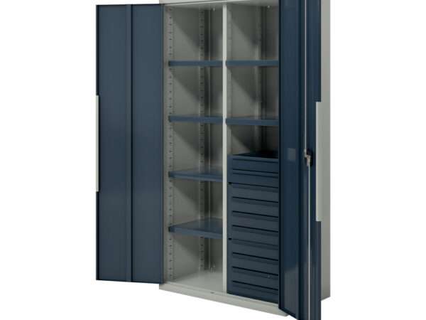 Шкаф для оснастки и инструмента с 6 полками и 10 ящиками 950х500х1900-2000h мм Шкаф для оснастки и инструмента с 6 полками и 10 ящиками 950х500х1900-2000h мм