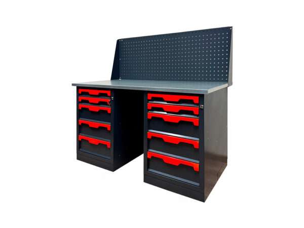 Верстак двухтумбовый с 10 ящиками 1390х686х1346h мм Верстак двухтумбовый с 10 ящиками 1390х686х1346h мм