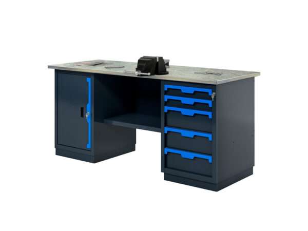 Верстак двухтумбовый с 3 отделениями и 5 ящиками 1800х686х846h мм Верстак двухтумбовый с 3 отделениями и 5 ящиками 1800х686х846h мм