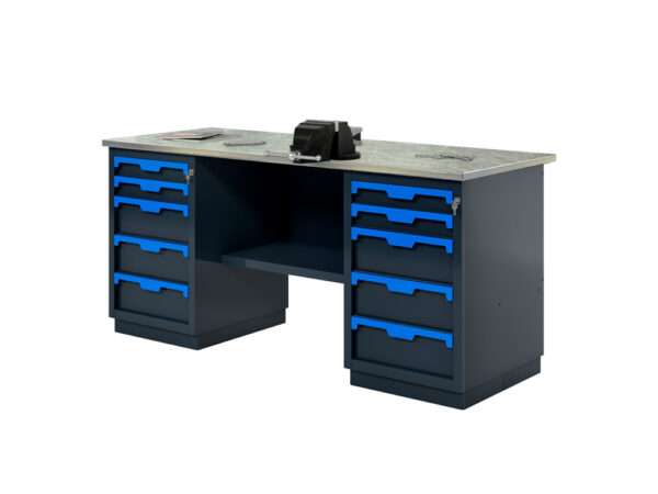 Верстак двухтумбовый с 10 ящиками 1800х686х846h мм Верстак двухтумбовый с 10 ящиками 1800х686х846h мм