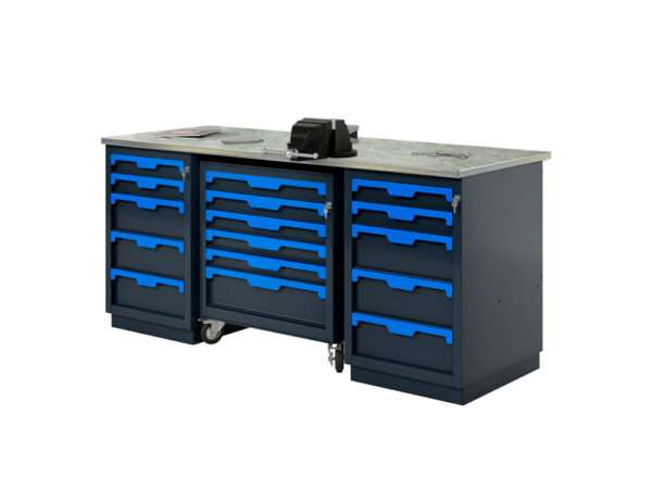 Верстак двухтумбовый с 10 ящиками и тележкой с 6 ящиками 1800х686х846h мм Верстак двухтумбовый с 10 ящиками и тележкой с 6 ящиками 1800х686х846h мм